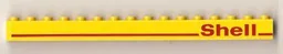 Brick 1 x 16 with Red Line and 'Shell' Right Pattern (Sticker) - Set 1256