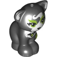 Animal, Cat, Sitting with Lime Eyes, White Fur Patches and Lime Pendant Print / Black