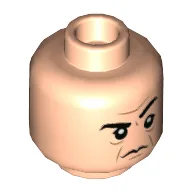 Minifig Head Severus Snape, Eyebrows, Dark Orange Brow and Jowl Lines, Sneer with Raised Eyebrow / Scowl Print / Light Nougat