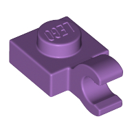 Lego Plate Special 1 x 1 with Clip Horizontal [Thick Open O Clip] / Medium Lavender