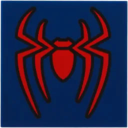 Tile 4 x 4 with Red Spider with Black Outlines Pattern