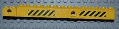Lego Crane Arm Outside, Wide with Pin Hole at Mid-Point with Black and Yellow Danger Stripes Pattern on Both Sides (4 Stickers) - Set 4645