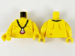 Torso Bare Chest Outline, Medium Nougat Scars and Bright Green Necklace with Shell Pattern / Yellow Arm Left / Yellow Arm Right with Anchor Tattoo Pattern / Yellow Hands