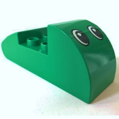 Lego Duplo Brick 2 x 6 x 2 Rounded Ends with Eyes Print / Red