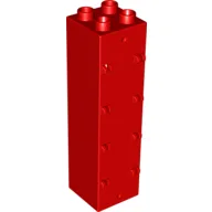 Duplo Building Wall 2 x 2 x 6 with Drawer Slots on One Side and Eight Hinges on the Other / Red