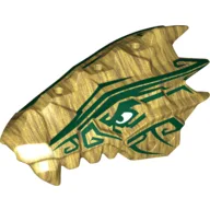 Creature Body Part, Dragon Head Upper Jaw with Scales and Teeth with Dark Green Stripes Print / Pearl Gold