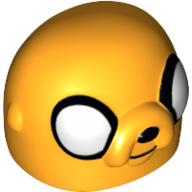 Lego Minifig Head Special, Dog Face with Large Black Outlined Eyes (Jake the Dog) / Bright Light Orange