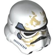 Helmet Stormtrooper, Dotted Mouth, Sand Blue Marks and Tan Dirt Stains Print / White