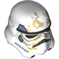 Lego Helmet Stormtrooper, Dotted Mouth, Sand Blue Marks and Tan Dirt Stains Print / White