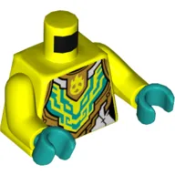 Torso, Armor, Gold, Dark Turquoise, and White Panels Print, Vibrant Yellow Arms, Dark Turquoise Hands / Vibrant Yellow