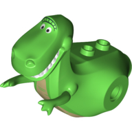 Lego Animal Body Part, Dinosaur, 'Rex' Body with Dark Tan Chest, White Teeth print / Bright Green
