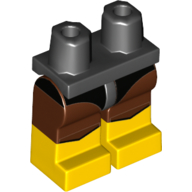 Lego Hips with Reddish Brown Legs and Yellow Boots Pattern with Black Leotard Print / Black