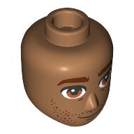 Lego Minidoll Head Male Reddish Brown Eyebrows, Eyes, Stubbled Beard / Medium Nougat