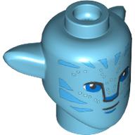 Lego Minifig Head Special, Na'vi with Blue Eyes, Medium Blue Markings print / Medium Azure