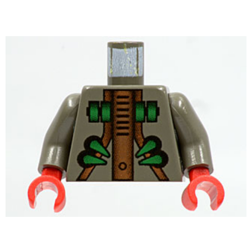 Lego Torso Stingray Dark Turquoise, Black, and Gold Print, Dark Gray Arms, Red Hands / Dark Gray