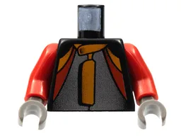 Torso Racers Jacket with Orange, Red, Silver Pattern / Red Arms / Dark Gray Hands