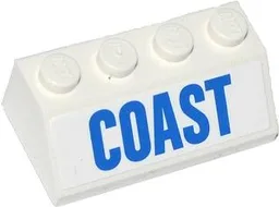 Slope 45 2 x 4 with Blue 'COAST' Pattern (Sticker) - Set 60013