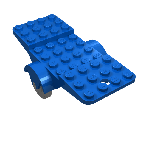 Lego Fabuland Airplane Base 10 x 4 with Light Gray Wheels / Blue