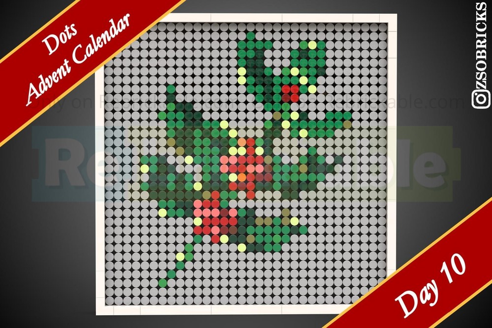 Lego Day 10 - Holly Branch - Dots Advent Calendar