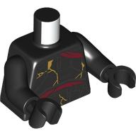 Lego Torso, Death Trooper Armor, Dark Red Hoses, Gold Cracks print, Black Arms and Hands / Black
