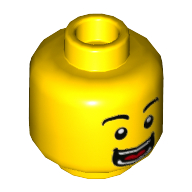 Lego Minifig Head, Eyebrows, Wide Open Smile with Teeth and Tongue / Blushing with Teeth Print / Yellow