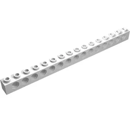 Technic Brick 1 x 16 [15 Pin Holes] / White
