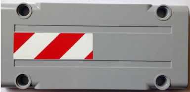 Lego Technic, Panel Plate 5 x 11 x 1 with Red and White Danger Stripes Pattern Model Right Side (Sticker) - Set 8110