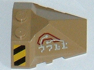 Lego Wedge 4 x 4 x 1 1/3 Pyramid Center with Stripes and Exo-Force Circuitry Left Pattern E (Stickers) - Set 7711