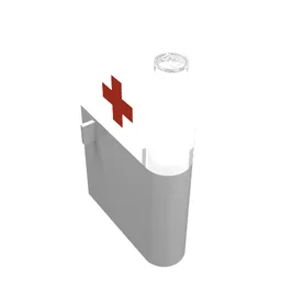Door 1 x 3 x 4 Right with Window and Red Cross Print, Upper / White