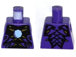 Torso Snake Armor with Scales, Gold Trim and Bright Light Blue Gem on Black Background Pattern / Dark Purple