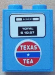 Brick 1 x 2 x 2 with Inside Stud Holder with 'TEXAS TEA' Gas / Fuel Pump Pattern (Sticker) - Set 8487