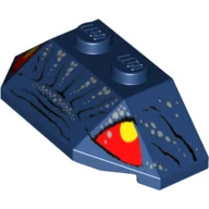 Brick Wedged, Sloped 45° 2 x 4 Triple with Angler Fish Face Print / Dark Blue