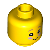 Lego Minifig Head Chicken Skater, Pink Cheeks, Squeal, Smile / Yellow