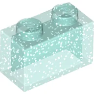 Brick 1 x 2 without Bottom Tube / Glitter Trans-Light Blue