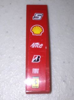 Lego Slope, Curved 4 x 1 with Number 5 and Shell, Alice, Bridgestone, Fiat and Ferrari Logos Pattern (Sticker) - Sets 8153 / 8155