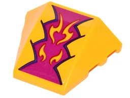 Wedge 4 x 3 Triple Curved No Studs with Magenta and Bright Light Orange Geometric Dragon Scales Pattern (Sticker) - Set 41175