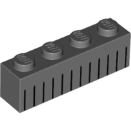 Lego Brick 1 x 4 with Vertical Black Lines print / Dark Bluish Gray