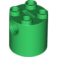 Lego Brick Round 2 x 2 x 2 Robot Body, Axle Holder '+' Orientation / Green