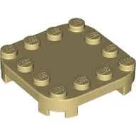 Plate Round Corners 4 x 4 x 2/3 Circle with Reduced Knobs / Tan