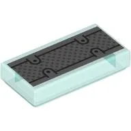 Tile 1 x 2 with Silver Paneling Print / Trans-Light Blue