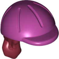 Lego Hair and Helmet, Long with Ponytail and Magenta Riding Helmet Pattern