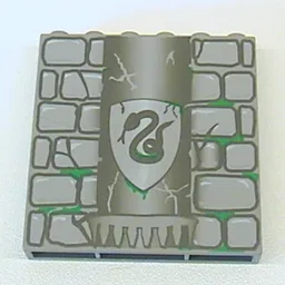 Brick 1 x 6 x 5 with Stone and Slytherin Snake Print / Light Gray