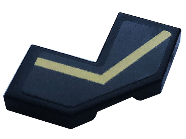 Lego Tile, Modified Facet 2 x 2 with Gold Stripe Angled Pattern Model Right Side (Sticker) - Set 76899