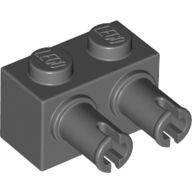 Lego Brick Special 1 x 2 with 2 Pins, Square Pin Holes / Dark Bluish Gray