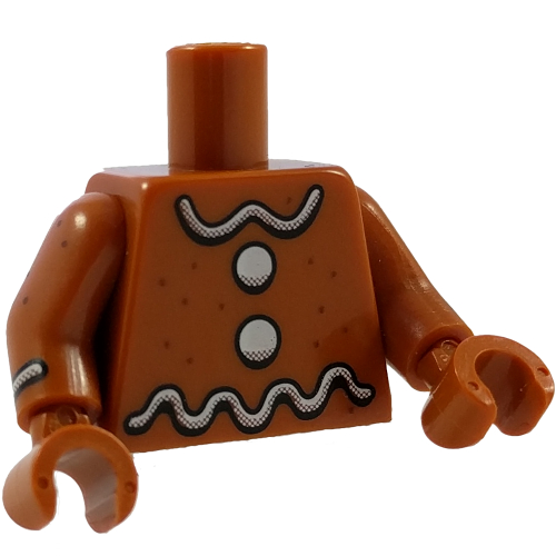 Lego Torso White Icing and Buttons Print, Dark Orange Arms and Hands with White Icing Stripe Print / Dark Orange