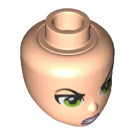 Minidoll Head, Angry Eyebrows, Lime Eyes, Teeth Print (Lena Luthor) / Light Nougat
