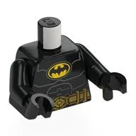 Torso, Black Batman Logo on Yellow Background, Muscles, Gold Utility Belt Print, Black Arms and Hands / Black