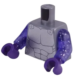 Torso, Armor, Silver Chest Plate Print, Glitter Trans-Purple Arms, Dark Purple Hands / Flat Silver