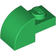 Lego Brick Curved 1 x 2 x 1 with Curved Top / Green