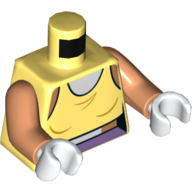 Lego Torso Tank Top, White Shirt, Bright Pink Pants / Tail Print, Nougat Arms, White Hands / Bright Light Yellow